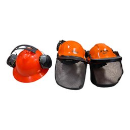 Orange Hard Hats With Hearing Protection X 3