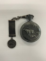 Vintage Westclox Hunter Case Pocket Watch With Matching Fob