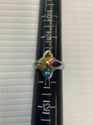 Sterling Silver And 18k Gemstone Ring