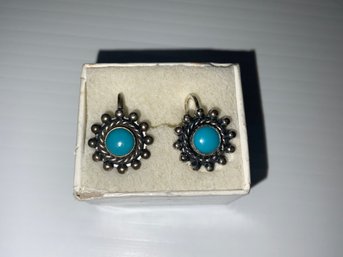 Sterling Silver Native American Turquoise Earrings