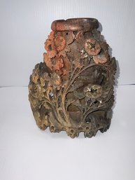 Carved Soapstone Floral Vase