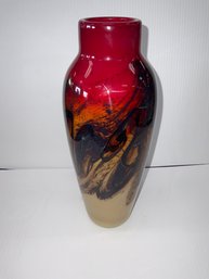 Micheal Nourot Art Glass Studio Vase Signed