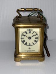 Ansonia Small Brass Carriage Clock With Key