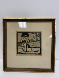 Eliza Draper Gardiner (1871-1955) Cat Woodblock