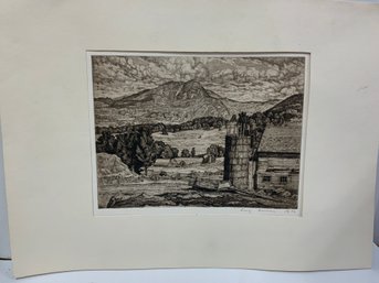 Luigi Lucioni (1900-1988) Etching Farm In The Hills