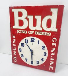 Vintage Budweiser Bud 'King Of Beers' Metal Sign Clock