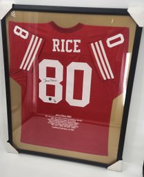 Large NFL Jerry Rice Autographed Framed Limited Edition Numbered Jersey Display