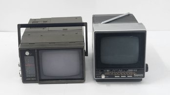 2 Vintage Fone Tech & Panasonic Portable Televisions TV's