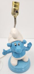 Vintage Smurf Themed Ceramic Table Lamp Base - Works