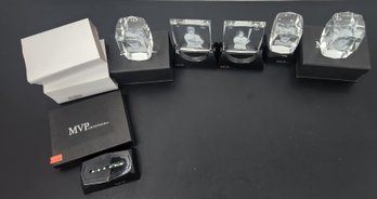 Lot Of 5 Boston Red Sox Sports Crystals With Bases