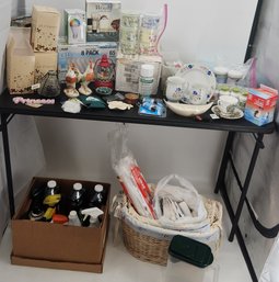 Lot Of Miscellaneous Home Goods - Cleaning Solutions, Vintage Cups & Plates, Mini Hand Sanitizer