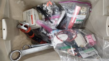 Lot Of Miscellaneous Tools In Plastic Tub