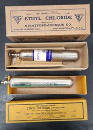 2 Vintage Ethyl Chloride Canisters In Boxes - Antique Medical