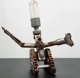 Folk Art Metal Sculpture Of A Chainsaw Robot - Wicked Cool