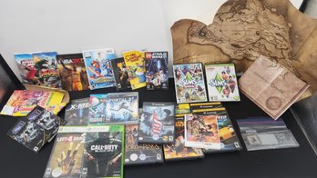 Assorted Video Game Lot: **Empty Cases**, Inserts, Maps & Games (Sims & Monster Hunter 3)