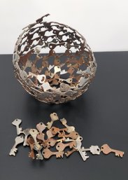 Broken Globe Key Folk Art Sculpture