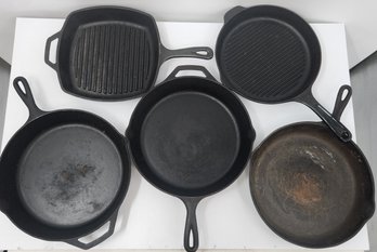 Lot Of 5 Cast Iron Pans