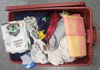 Lot Of Miscellaneous Linens Includes Bin