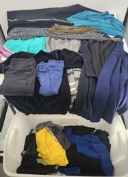 Large Women's Clothing Mix: Tops, Bottoms Includes Storage Bin