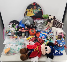 Large Mixed Toy Lot: Plush, Cars, Books, Figures