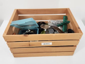 Lot Of Climbing Rope & Fishing Items In Wooden Crate