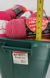 2 Tubs Of Brand New Yarn: 1 Greyscale Tub & 1 Pinks Tub - Red Heart (Around 50 Skeins)