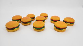 Lot Of 10 Miniature Squeezable Toy Hamburgers - Used In Background Of Good Burger 2 (Filmed In R.I.)