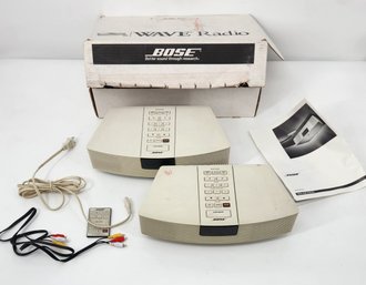 Lot Of 2 Untested Bose Wave Radios Units Only W/ 1 Box & Cable & Remote - AWR1-1W