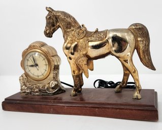 United Self Starting Western Horse Mantel Clock