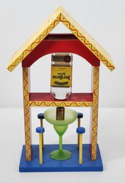 Jose Cuervo Bottle Margarita Glass & Colorful Wooden Stand Folk Art