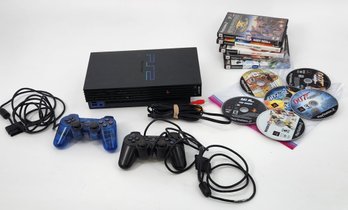 Sony PlayStation 2 (PS2) Console With 2 Controllers & 11 Games Lot