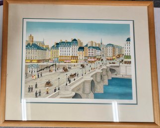 Framed Print Pont Neuf, Paris Cityscape - Signed