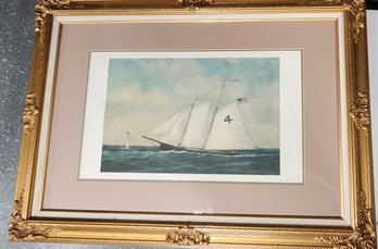 Framed Sailboat Print Pilot Boat Edwin Forrest - #760 / 1,000 - State Street Bank 1979