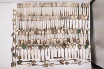 Vintage Silver-Plated Flatware Collection - 156 Pieces: 60 Forks, 4 Knives, 92 Spoons