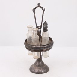 Antique Aurora Silver Plate Co. 5-Bottle Revolving Castor Set