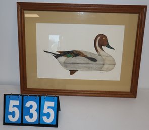 29' X 22' - Framed Art Work - Signed - DUCK! Pintail Drake Decoy Mallet's Bay Nevin 1965 28/150