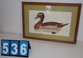 26' X 18' - Framed Art Work - Signed - DUCK! WoodDuck Hen Decoy Nevin 1960 86/150
