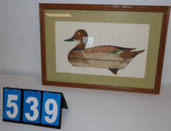 26' X 18' - Framed Art Work - Signed - DUCK! Pintail Hen Decoy Mallet's Bay Nevin 1965 28/150