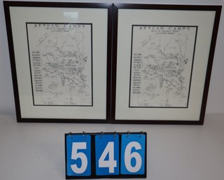 2 - 20.5' X 17' - Framed Art Work Print - Unknown Artist - Attean Camps