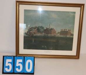 28' X 23.5' - Framed Art Work - Rev. Jonathan Fisher - Hollis Harvard Massachusetts Halls University 1977