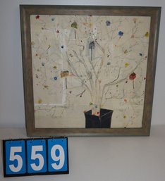 27' X 27' - Framed Art Work - Unknown Artist - Mixed Media