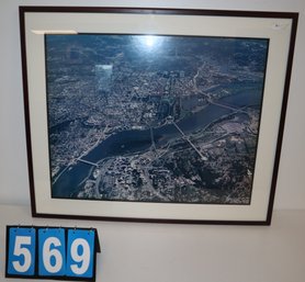 37' X 31' - Framed Art Work Photo - Unknown Photographer - Aerial Of Boston?