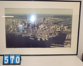 HUGE 61' X 41' - Framed Art Work Photo - Unknown Photographer - Boston Skyline?