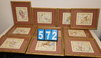 10 Framed Photos - Each Is 17.5' X 13.5' - Framed Art Work - Unknown Artist - Astrological Signs
