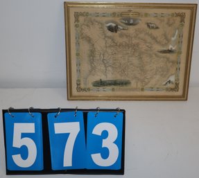 15' X 12' - Framed Art Work - Unknown Artist - Embellished Early British America Map - Gold Gilt