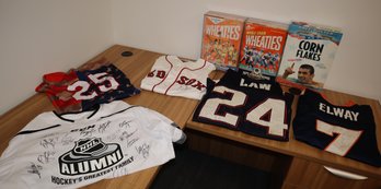 5 Sports Jerseys & 3 Cereal Boxes - NHL Alumni Autographed