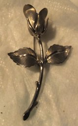 SILVER TONE FLOWER PIN