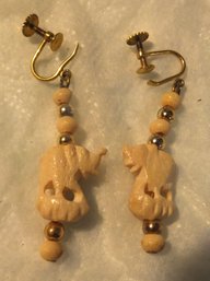 ELEPHANT BONE SCREWBACK EARRINGS