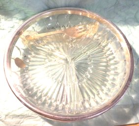SILVERPLATE & CRYSTAL RELISH DISH