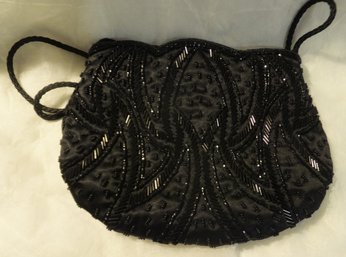 BLACK BEADED EVENING BAG